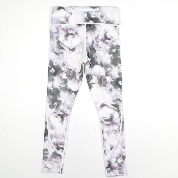 ATHLETA Small Floral Women's Active Leggings Silver White - Picture 2 of 4